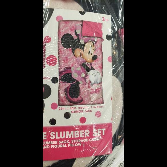 Disney Jr Minnie Mouse 3 Pc Sleeping Bag Minnie Mouse Pillow & Storage Cube Set - Picture 3 of 6